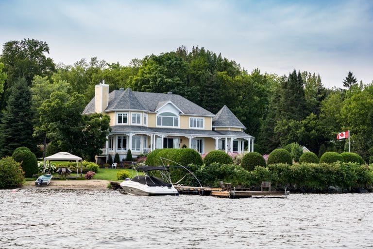 Lakefront Luxury Property on Sunny Day of Summer