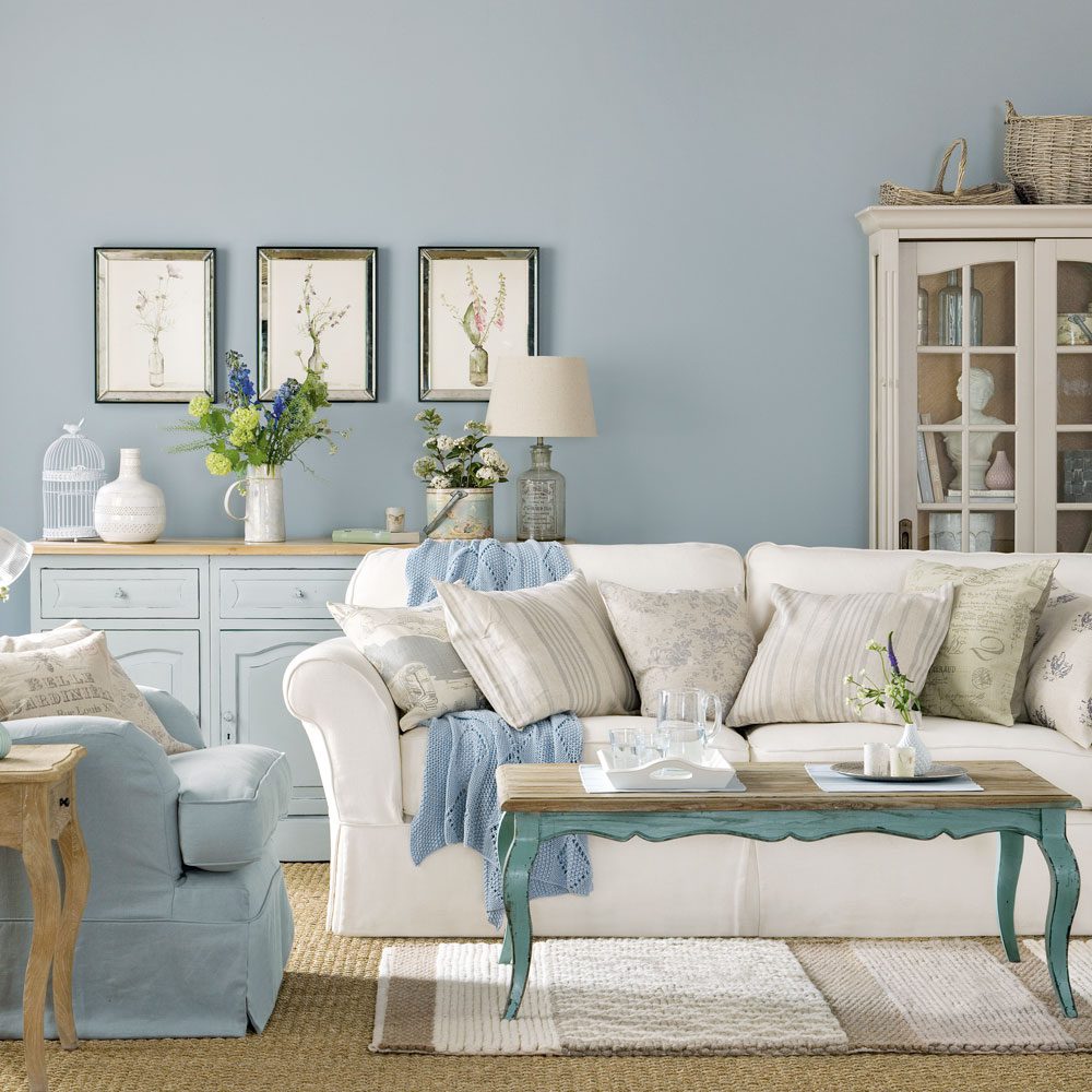 shabby-chic-blue-living-room - City House Country Home